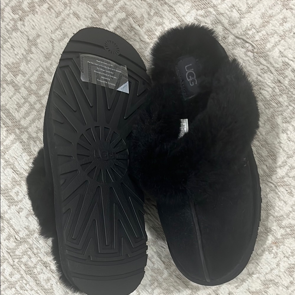 UGG Black Slippers Soft Suede Comfort